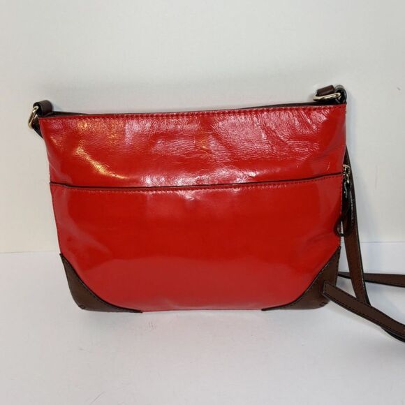 Kate Spade Red Patent Leather Zip Crossbody Bag Purse Adjustable Designer - Picture 4 of 10